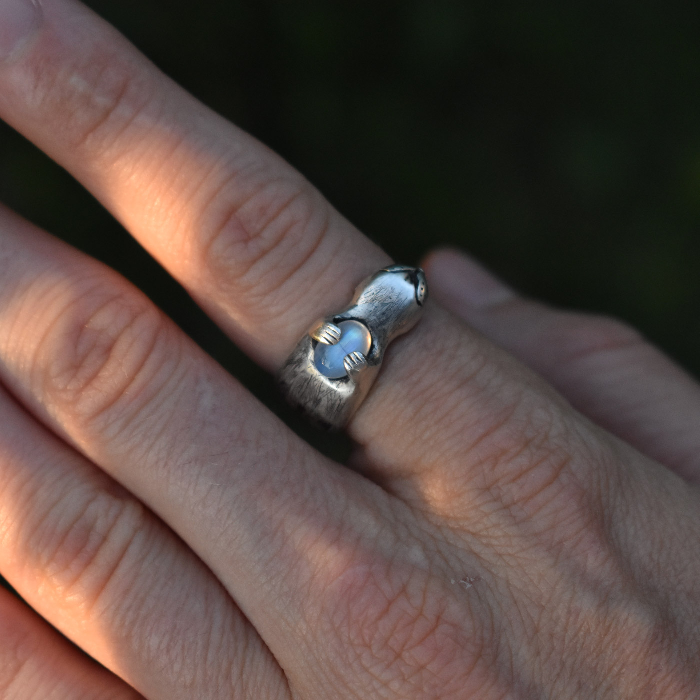 Silver otter ring