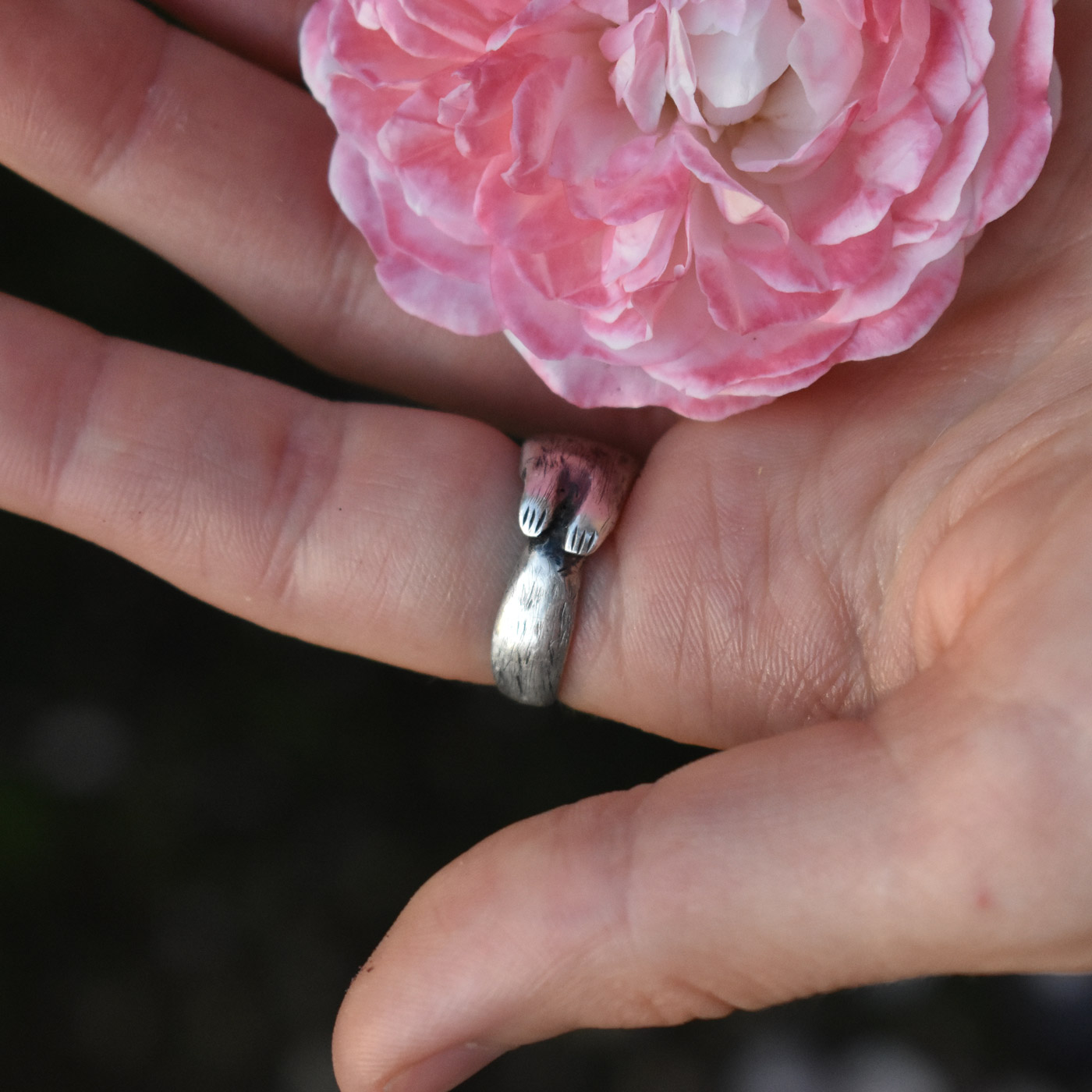 Silver otter ring view 2
