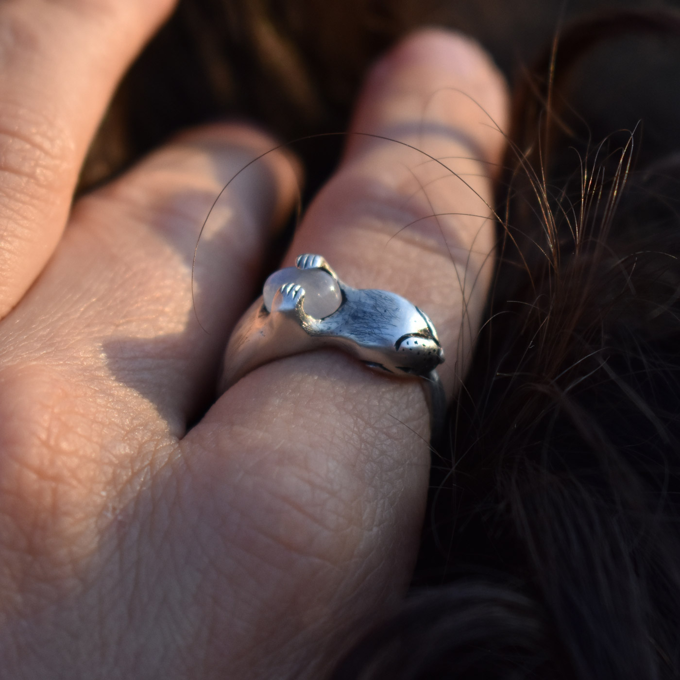 Silver otter ring view 4